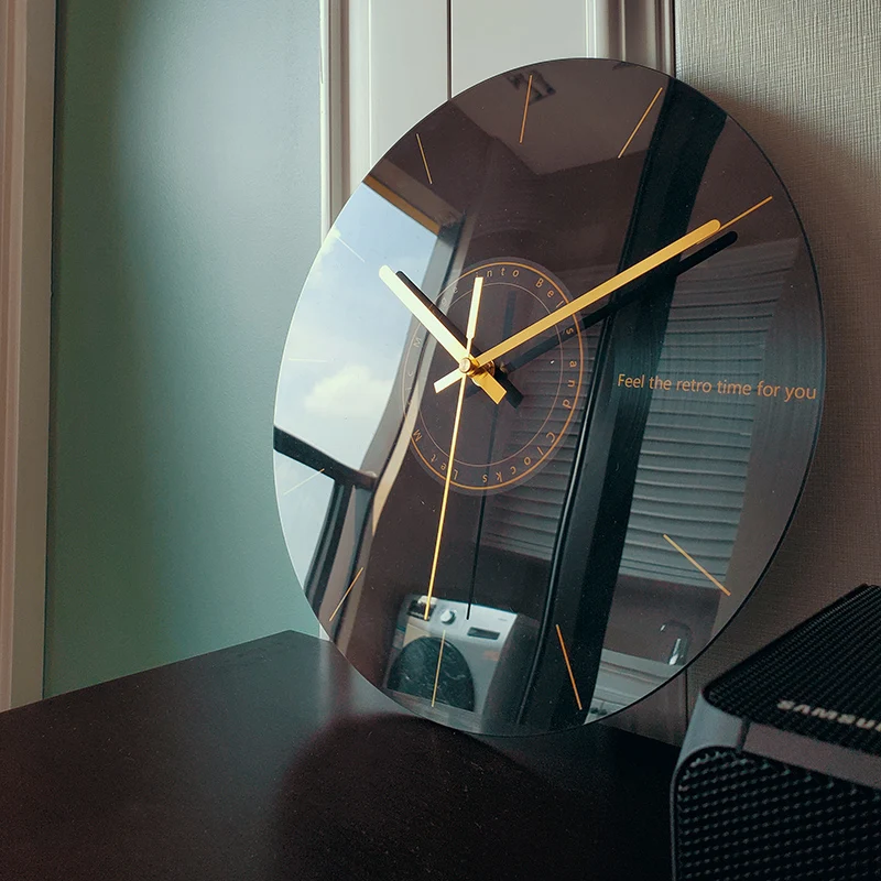 Luxury Lifestyle Living - Luxury Silent Wall นาฬิกาห้องนั่งเล่นแก้วนาฬิกา Wall Home
