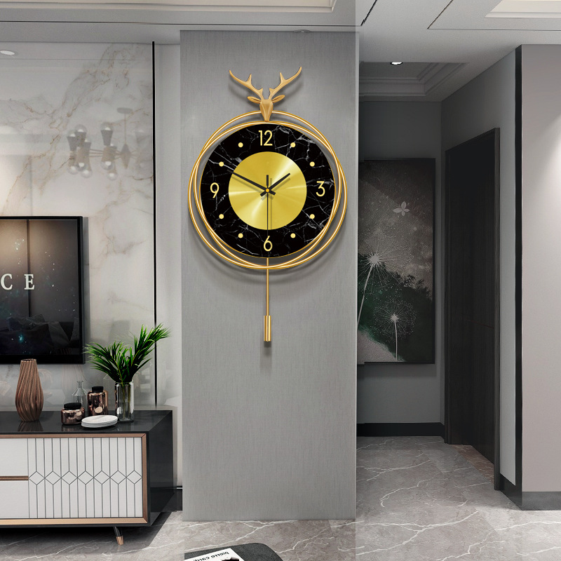 Luxury Lifestyle Living - นาฬิกาติดผนังหัวกวาง สไตล์หรูหรา สำหรับห้องนั่งเล่น ห้องนอน แฟชั่น สร้างสรรค์