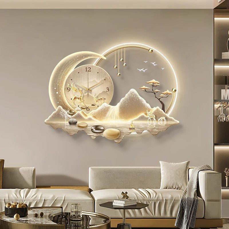Luxury Lifestyle Aesthetic - นาฬิกาติดผนัง LED ลายศิลปะ ดีไซน์หรูหรา สไตล์มินิมอล แบบจีน