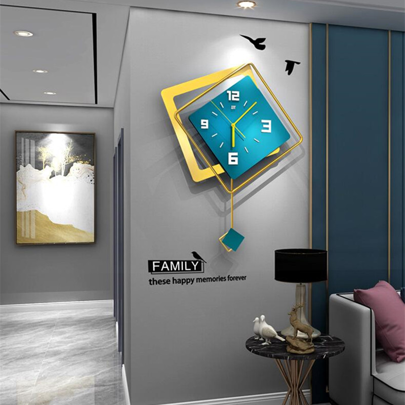 Luxury Lifestyle Living - นาฬิกาแขวนผนัง 3 มิติ สไตล์นอร์ดิก รูปทรงสี่เหลี่ยม สำหรับตกแต่งห้องนั่งเล่น